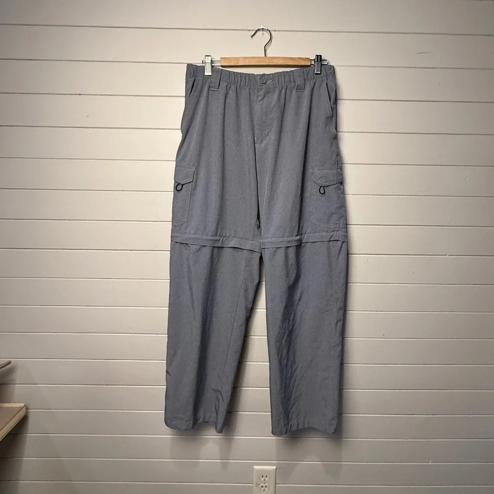 Reel Legends Zip Off Pants Gray Men's‎ L Convertible Fishing Hiking Performance